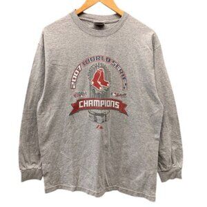 Majestic Boston Red Sox 2007 World Series Champions Shirt Mens L Gray MLB VTG‎